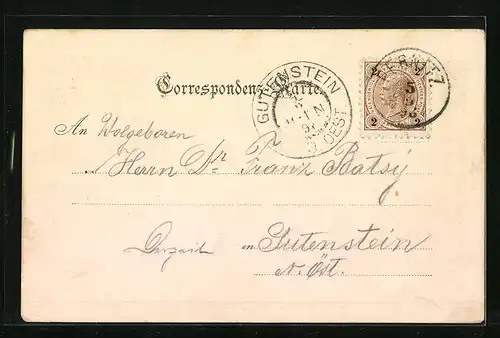 AK Pernitz, Gesamtansicht aus der Vogelschau, mit Bergblick