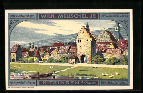 Künstler-AK Kitzingen /Main, Eingang in die Stadt