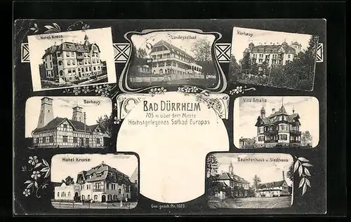 AK Bad Dürrheim, Hotel Krone, Hotel Kreuz, Kurhaus