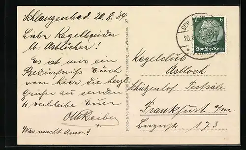 AK Bad Schlangenbad, Mühlstrasse mit Gasthaus Rheingauer Hof und Friseurgeschäft