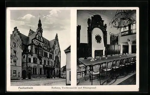 AK Frankfurt-Fechenheim, Rathaus, Innenansicht Sitzungssaal