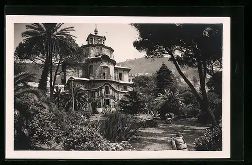 AK Nervi, Hotel Schweizerhof Pagoda, Partie im Garten