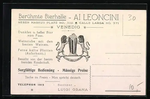 AK Venedig, Bierhalle Markusplatz