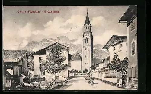 AK Cortina d'Ampezzo, il Campanile, Kirche