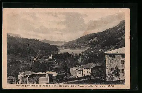 AK Baselga di Pinè, Veduta generale della Valle di Pinè coi Laghi delle Piazze e della Serraia