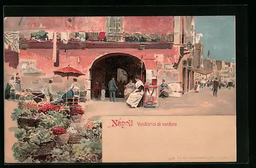 Künstler-AK Napoli, Venditrini di verdura