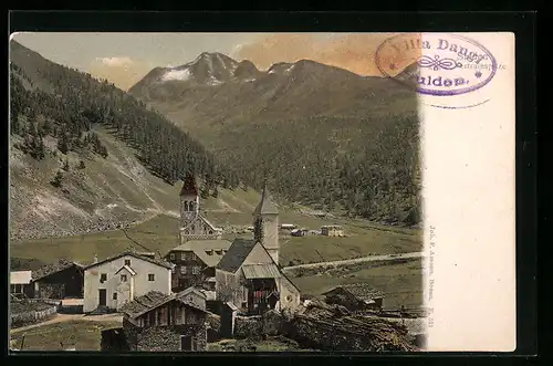 AK Sulden, Ortsansicht mit den Bergen