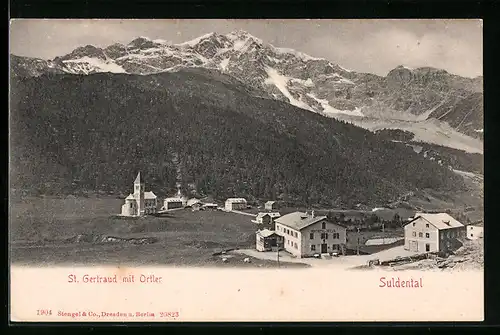 AK St. Gertraud, Ortsansicht mit Ortler