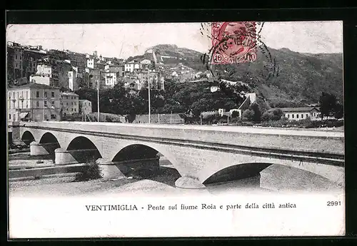 AK Ventimiglia, Ponte sul fiume Roia e parte della cittá antica