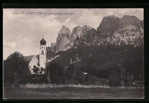 AK St. Constantin, Blick auf Kirche mit dem Schern