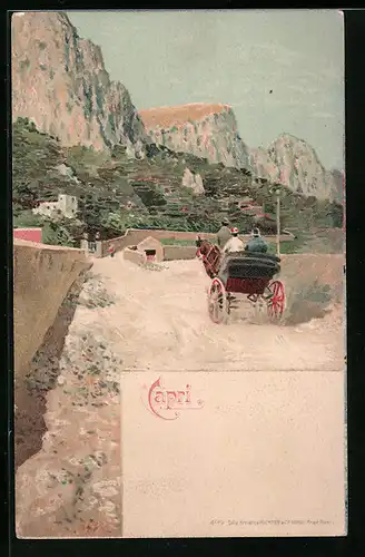 AK Capri, Felsenlandschaft mit steinigem Weg und Kutsche