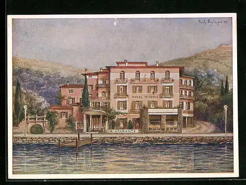Künstler-AK Torbole, Hotel Ifigenia am Gardasee
