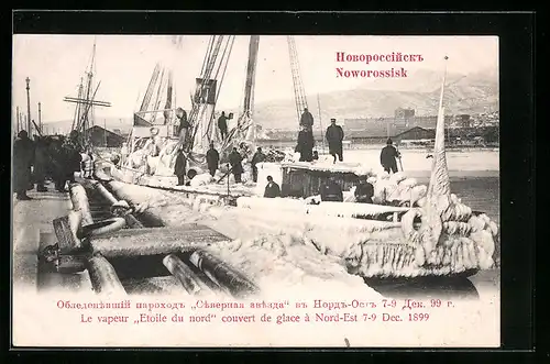 AK Noworossisk, Le vapeur Etoile du nord couvert de glace à Nord-Est 1899