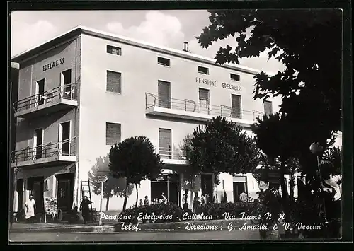 AK Cattolica, Pensione Edelweiss, Via Fiume Nr. 30