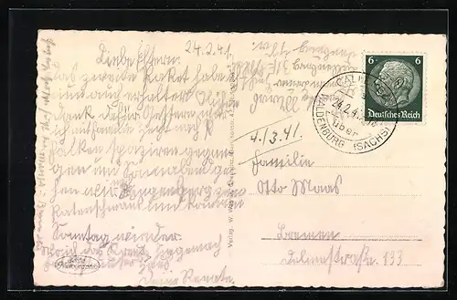 AK Callenberg b. Waldenburg i. Sa., Ortsansicht aus der Vogelschau