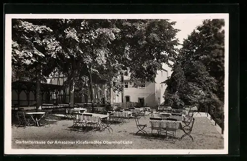 AK Obernhof /Lahn, Gartenterrasse der Arnsteiner Klostermühle