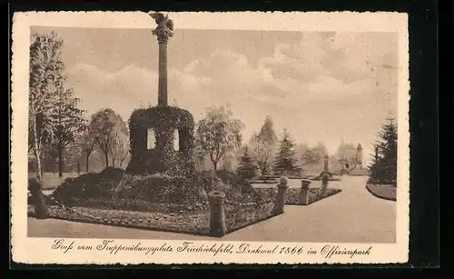 AK Friedrichsfeld, Denkmal 1866 im Offizierspark
