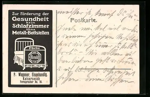 AK Kaisersesch, Reklame für P. Wagner Eisenhandlung