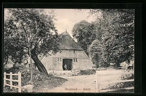 AK Hamburg-Altrahlstedt, Blick auf ein Gehöft