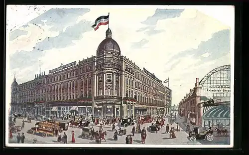 AK Berlin, Central-Hotel und Bahnhof Friedrichstrasse