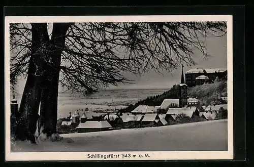 AK Schillingsfürst, Ortsansicht im Winter