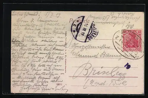 AK Villingen, Blick auf die Luisenstrasse