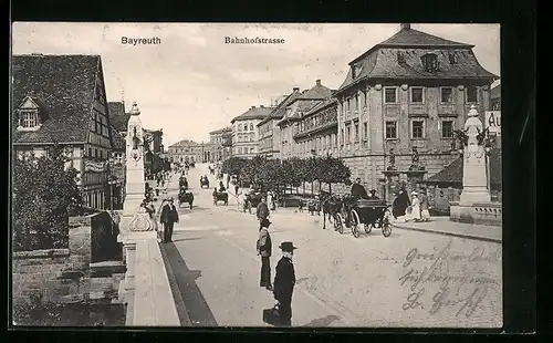 AK Bayreuth, Blick auf die Bahnhofstrasse