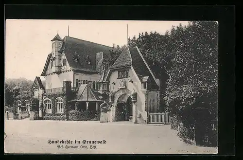 AK Berlin-Grunewald, Blick zum Gasthaus Hundekehle v. H. Otto