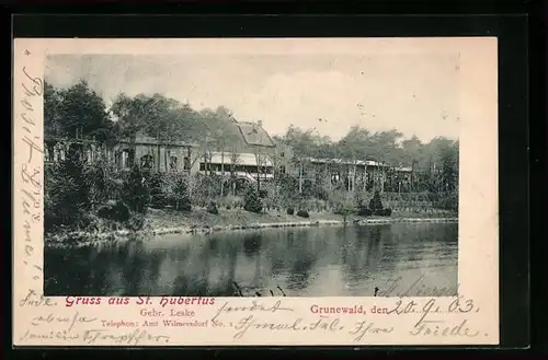 AK Grunewald, Blick auf St. Hubertus, Gebr. Leske