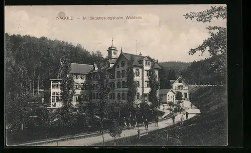 AK Nagold, Militärgenesungsheim Waldeck mit Strasse aus der Vogelschau