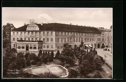 AK Löbau /Sa., Reichsplatz mit Hotel Wettiner Hof