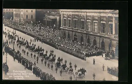 AK Berlin, Einbringung eroberter Geschütze am Sedantag 1914