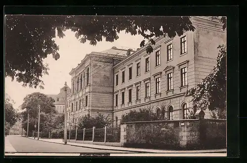 AK Freiberg, Strassenansicht mit Gymnasium Albertinum