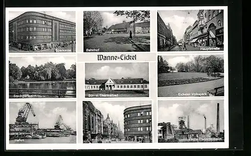 AK Wanne-Eickel, Bahnhof, Hafen und Zeche Pluto-Wilhelm, Kohle