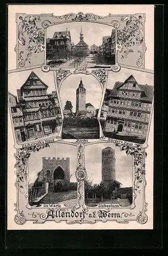 AK Allendorf a. d. Werra, Bürgers Haus, Diebesturm, Markt