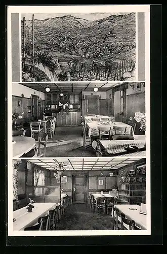 AK Oberbergen / Kaiserstuhl, Gasthaus zum Adler, Innenansichten Winzerstube