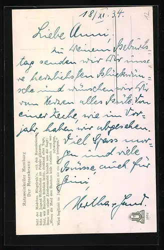 AK Hamburg, Ratsweinkeller - der Rosenkranz