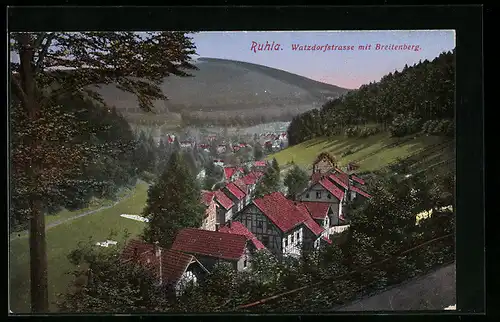 AK Ruhla, Watzdorfstrasse mit Breitenberg
