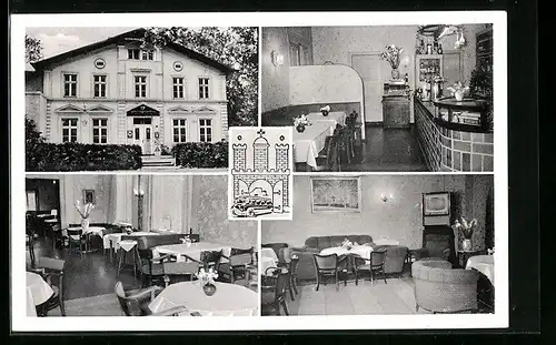 AK Hamburg-Volksdorf, Hotel Stadt Hamburg, Innenansichten und Wappen, Im alten Dorfe 5
