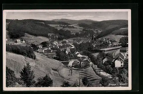 AK Brügge i. Westf., Ortsansicht ins Tal
