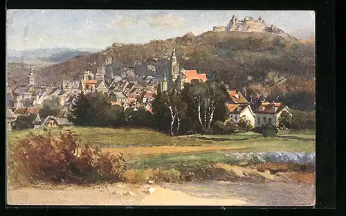 Künstler-AK Coburg, Gesamtansicht mit Veste