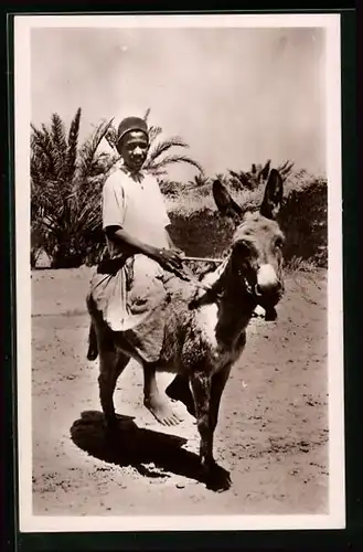 AK Nordafrikanischer Junge auf einem Esel