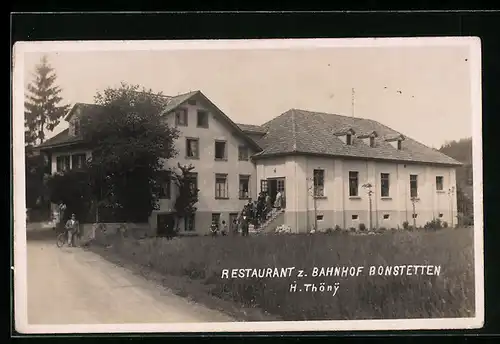 AK Bonstetten, Restaurant zum Bahnhof von H. Thöny
