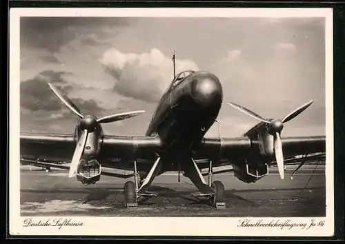 AK Schnellverkehrsflugzeug Junkers Ju 86 der deutschen Lufthansa