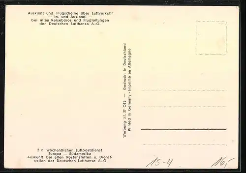AK Schnellverkehrsflugzeug Junkers Ju 86 der deutschen Lufthansa