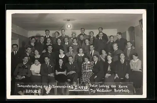 Foto-AK Haslach, Tanzunterhaltung des D. v. Turnvereins 1937