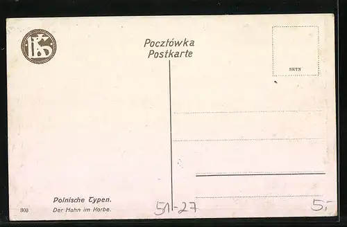 AK Der Hahn im Korbe, polnische Tracht