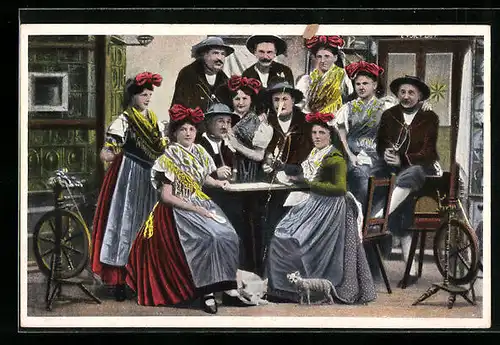 AK A Hutza Aubmd am Bauerndorf, Tracht Sudeten