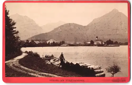 Fotografie Würthle & Spinnhirn, Salzburg, Schwarzstrasse 9, Ansicht Strobl, Blick über den Wolfgangsee mit Kirche