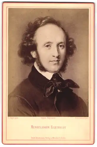 Fotografie Friedr. Bruckmann, Berlin, Portrait Komponist Mendelssohn-Bartholdy